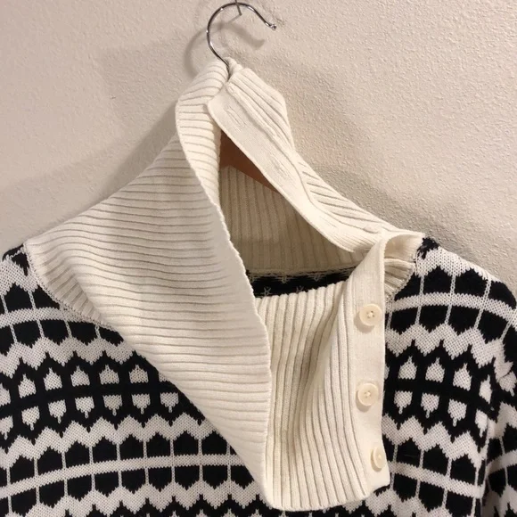 Talbots Sweater Black & White, Split Neck 3X - Picture 2 of 5